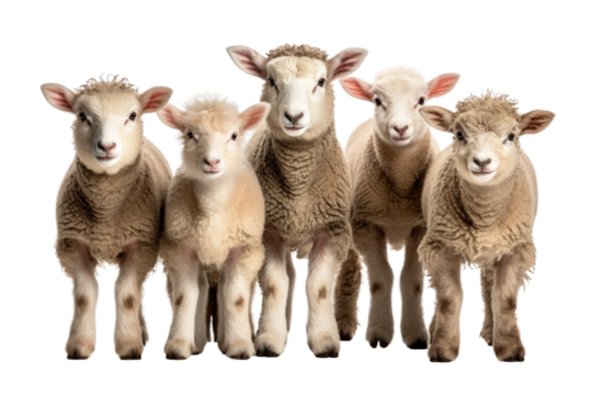 Animal Pasture Dwelling Lambs Herded Peace on a White or Clear Surface PNG Transparent Background