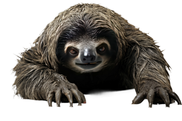 Animal Black Sloth Jumps Uncommon Sight on a White or Clear Surface PNG Transparent Background