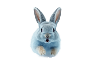 Animal Swift Blue Rabbit Racing Through Meadows on a White or Clear Surface PNG Transparent Background