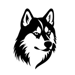 Fototapeta premium Siberian Husky Logo Monochrome Design Style