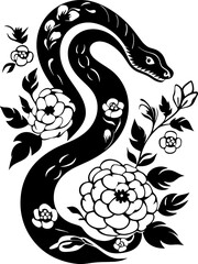 floral snake silhouette on the white background