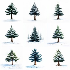 Fototapeta premium ewergreen trees set