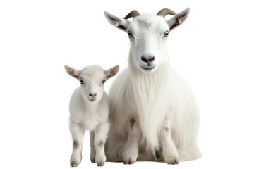 Animal Goat Parent Cherishing Kids Company on a White or Clear Surface PNG Transparent Background