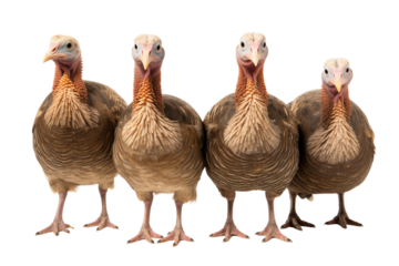 Animal Displaying Tom Turkeys Proud Gathering on a White or Clear Surface PNG Transparent Background