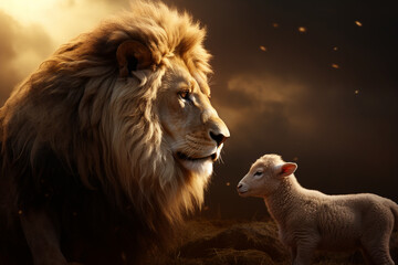 Peaceful Imagery: Christian Symbolism with Lion and Lamb Metaphor