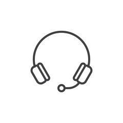 Headphones with microphone line icon