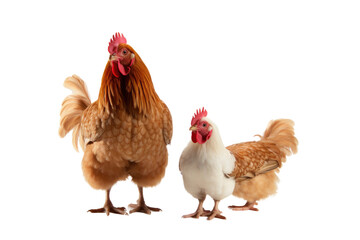 Fototapeta premium Animal Clucking Hen Caring Son Duo on a White or Clear Surface PNG Transparent Background
