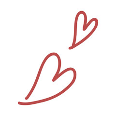 流れのある二つのハートマーク