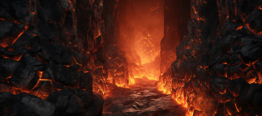 hot lava rock cliffs 4 - obrazy, fototapety, plakaty