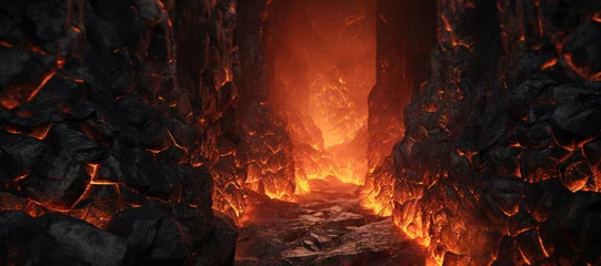 Fotobehang hot lava rock cliffs 4 © Nindya