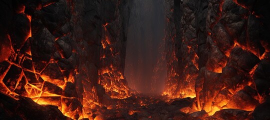 hot lava rock cliffs 3 - obrazy, fototapety, plakaty