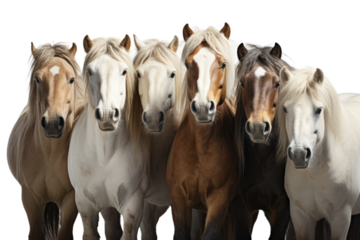 Animal Majestic Equine Group in Harmonious Display on a White or Clear Surface PNG Transparent Background
