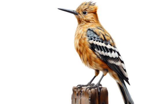 Animal Hoopoe and Butterfly Aerial Companionship on a White or Clear Surface PNG Transparent Background