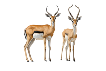 Animal Antelopes Unite Impala Springbok Alliance on a White or Clear Surface PNG Transparent Background