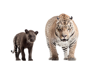 Obraz premium Animal Unlikely Encounter Leopard and Rhino Together on a White or Clear Surface PNG Transparent Background