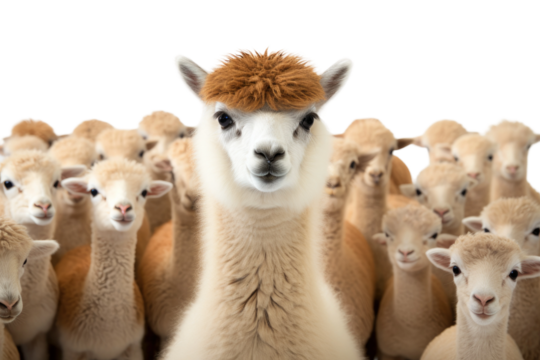 Animal Savannah Encounters Meerkat and Alpacas on a White or Clear Surface PNG Transparent Background