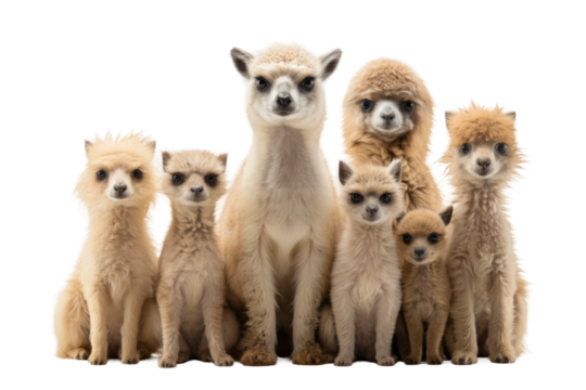 Animal Alpaca Meadow Meerkats Unlikely Friends on a White or Clear Surface PNG Transparent Background