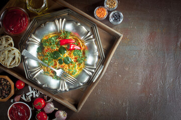 Boiled pasta with vegetables