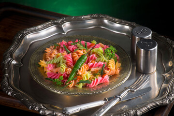 Boiled pasta with vegetables