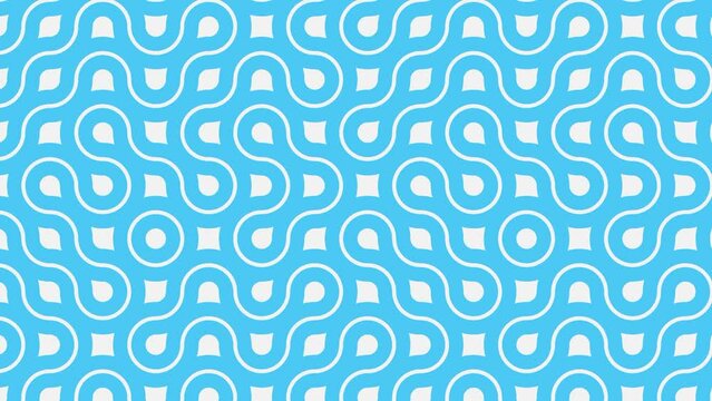 Abstract geometric blue animated seamless pattern with lines and fractal ornament. Design element. Looped video background