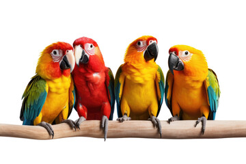 Animal Playful Parrot Flocks Group Interaction on a White or Clear Surface PNG Transparent Background