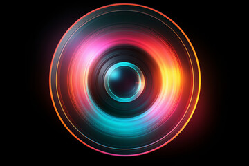 Light Burst Elegance: Lens Flare Isolated Against Black Background