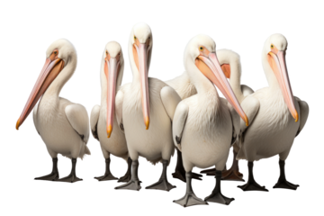 Animal Pelican Flock Coastal Community Presence on a White or Clear Surface PNG Transparent Background