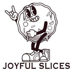 Pizza Character Design With Slogan Joyful slices