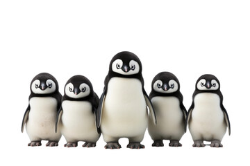 Fototapeta premium Animal Frozen Gathering Penguins in Social Cluster on a White or Clear Surface PNG Transparent Background