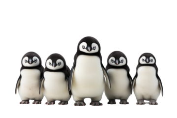Animal Frozen Gathering Penguins in Social Cluster on a White or Clear Surface PNG Transparent Background