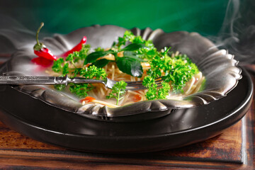 Boiled pasta with vegetables