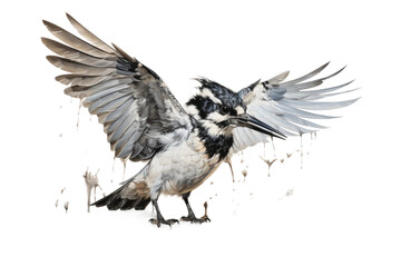 Animal Endemic Wonder Meets Pied Kingfisher on a White or Clear Surface PNG Transparent Background