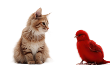 Animal Furry Friends Red Rabbit Friendly Cat on a White or Clear Surface PNG Transparent Background