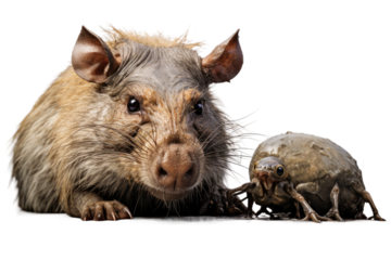 Animal Rodent Meets Behemoth Surprising Encounter on a White or Clear Surface PNG Transparent Background