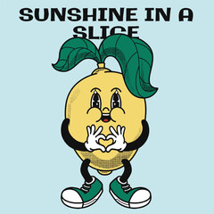 Lemon Character Design With Slogan Sunshine in a slice