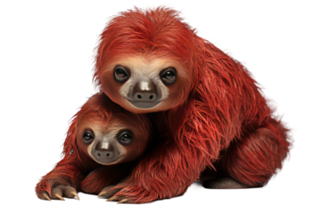 Animal Slothful Parenthood Red Two Toed Bond on a White or Clear Surface PNG Transparent Background