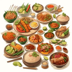 traditional food icons, indonesian food