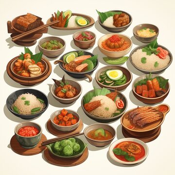 traditional food icons, indonesian food