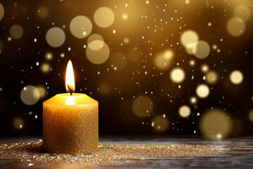Candle of Hope: New Year 2024 Background Illuminated in Warm Light