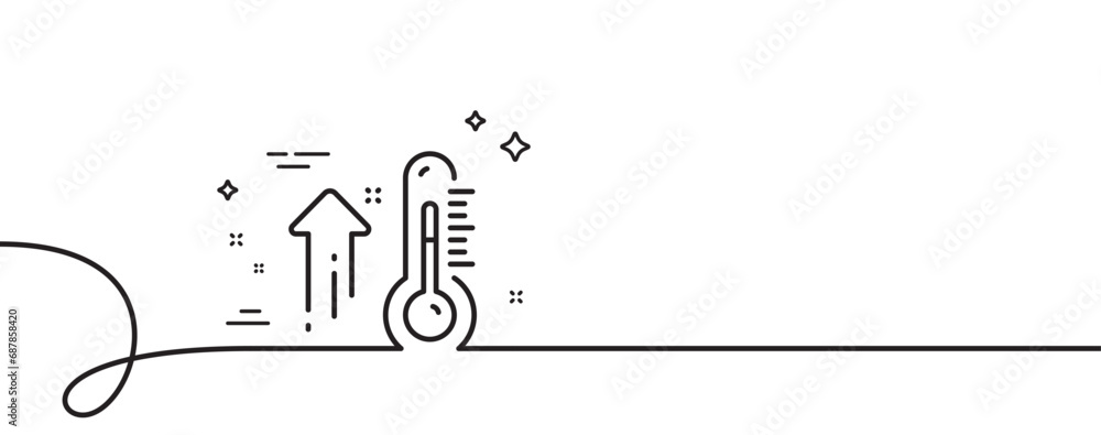 Poster high thermometer line icon. continuous one line with curl. temperature diagnostic sign. fever measur