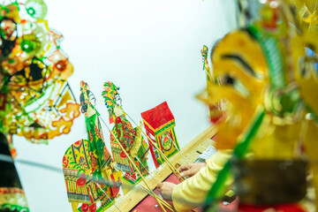 Chinese shadow theater。Traditional Chinese shadow play performance
