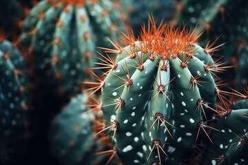 Naklejka na ściany i meble close up horizontal view of a cactus AI generated