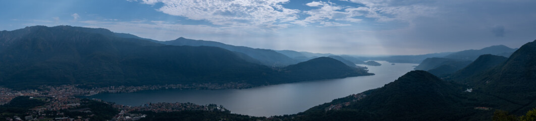 Very large panoramic view of Lake Orta, Italy