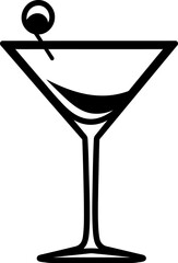 Cocktail silhouette icon in black color. Vector template design.