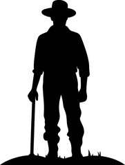 Farmer silhouette icon in black color. Vector template for laser cutting.