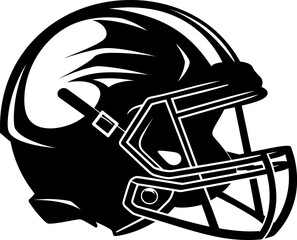 Football helmet silhouette icon in black color. Vector template for laser cutting wall art.