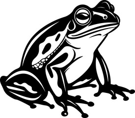 Frog animal silhouette icon in black color. Vector template for laser cutting.