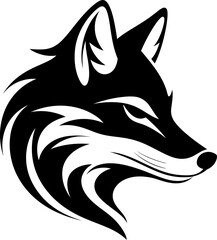 Fox silhouette in black color. Vector template for laser cutting wall art.