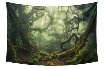 Nature's Spell Enchanted Forest Wall Hanging on Transparent Background, PNG, Generative Ai