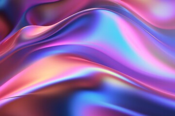 Metallic abstract wavy liquid background. Iridescent chrome wavy gradient. cloth fabric abstract